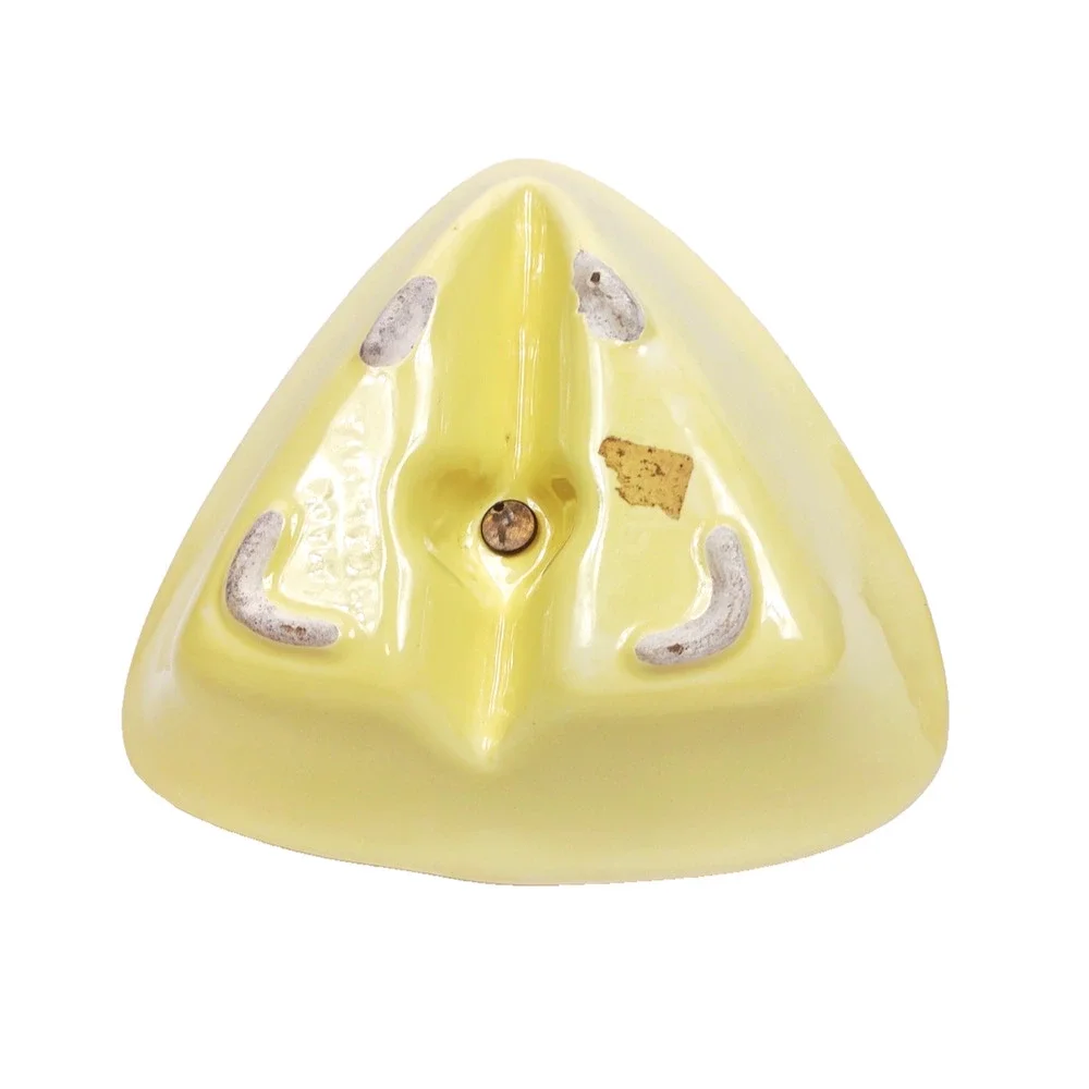 MCM California Pottery Yellow Divided Relish Nut Dish Candy Bowl w Metal Handle